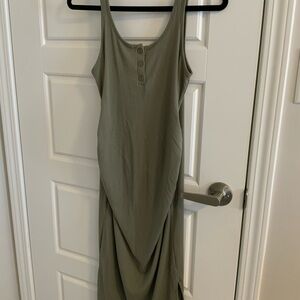 Maternity Heart Hips Sage Green Button-Front Maxi Dress